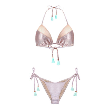 Rose Gold Metallic Triangle Bikini Andressa Gisele