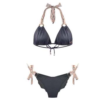 Ibiza Bikini With Animal Print Straps Molly Estelle Black