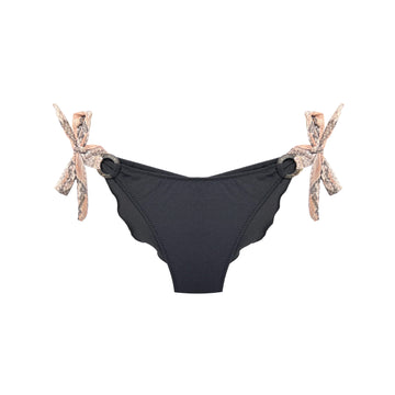 Ibiza Bikini Bottom With Animal Print Straps Estelle Black