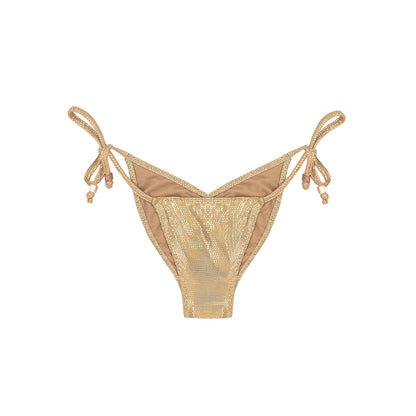 Gold metallic bikini tie-side  bottom Gisele