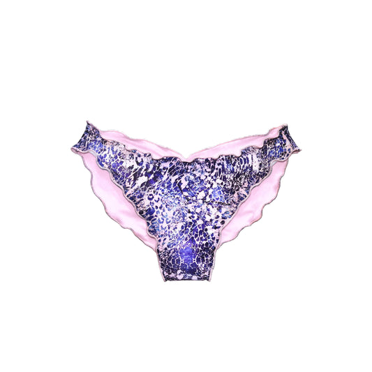 Lilac Rose Animal Print Ruched Tie-Side Bikini Bottom Verena