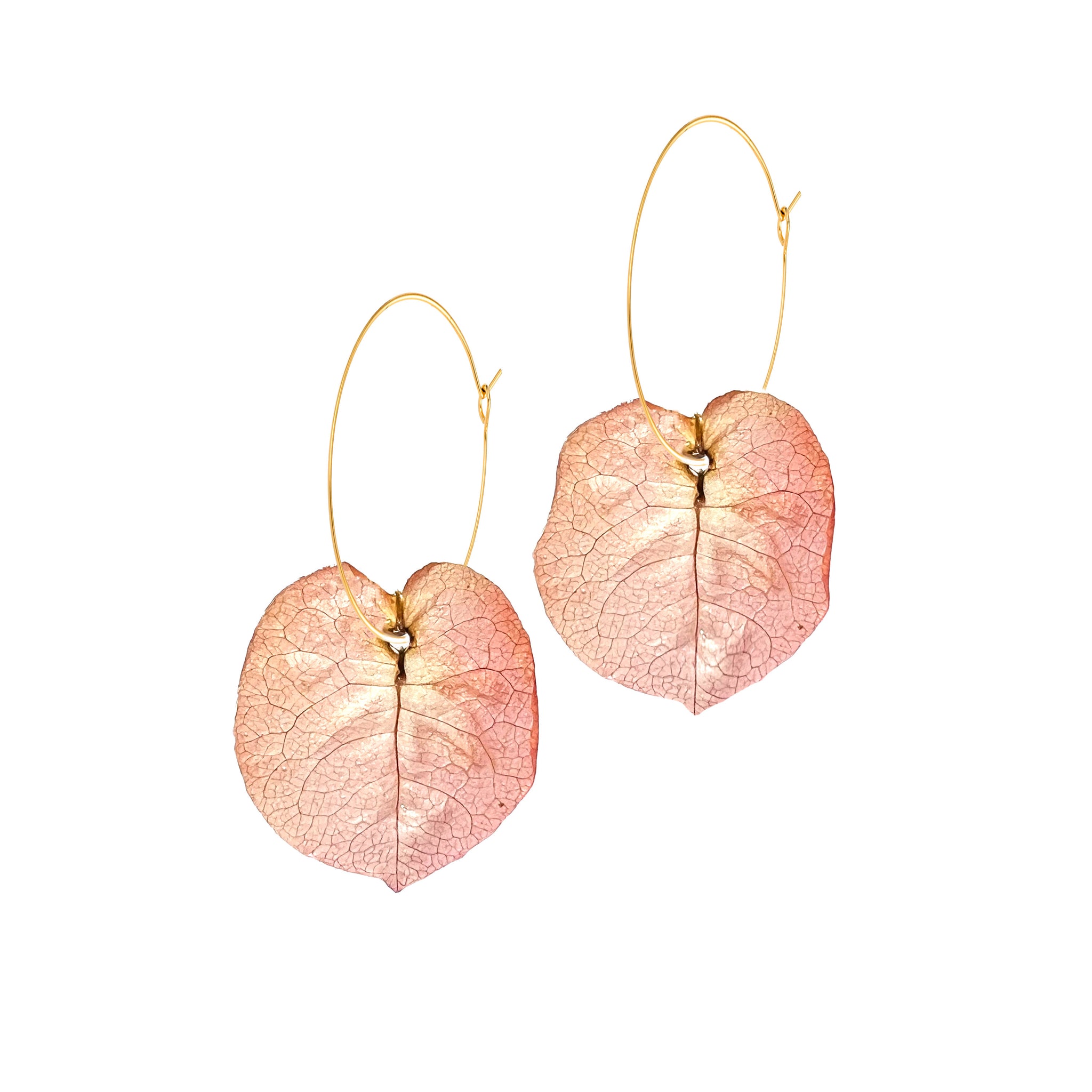 Ibiza Bougainvillea Floral Petal Hoop Earrings Peach Sunset