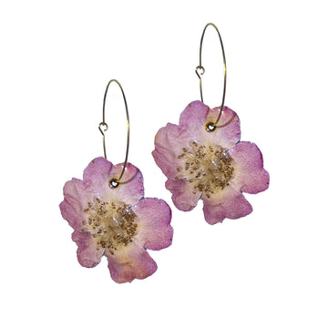 Ibiza Flower Savage Wild Rose Floral Hoop Earrings Pink