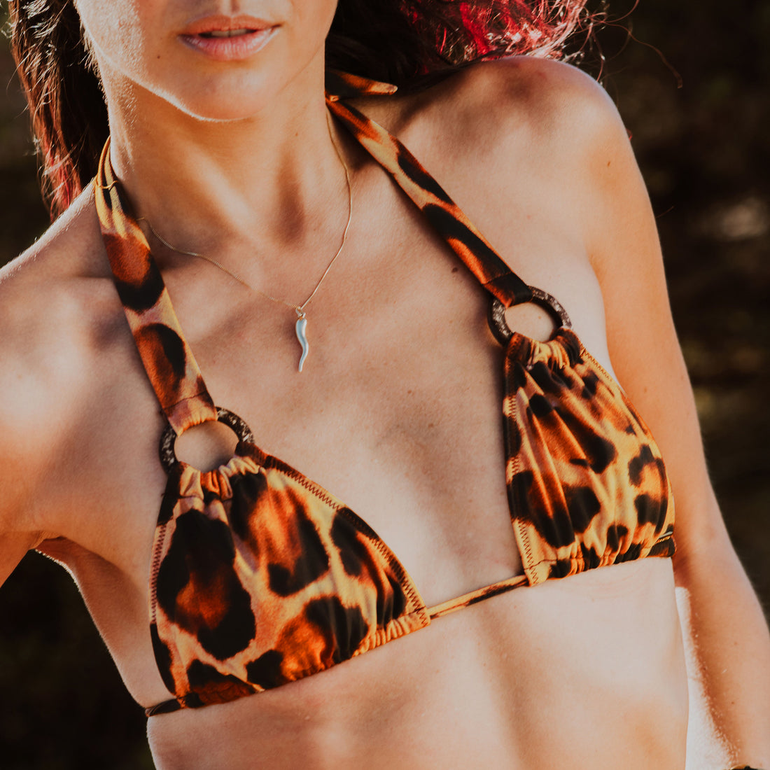 Ibiza Leopard Print Halter Bikini Top Molly Orange Black