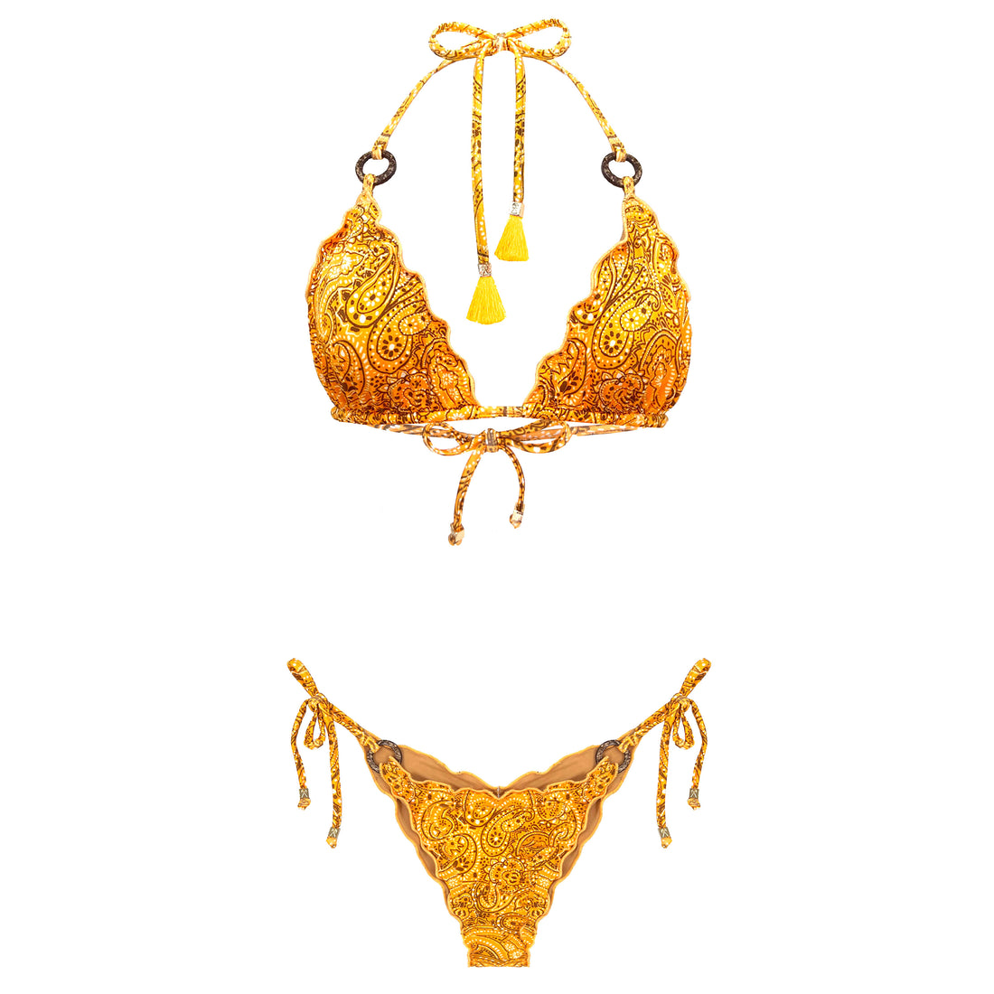 Ibiza Mango Bikini Con Lazo Y Estampado Paisley Laia Amarillo