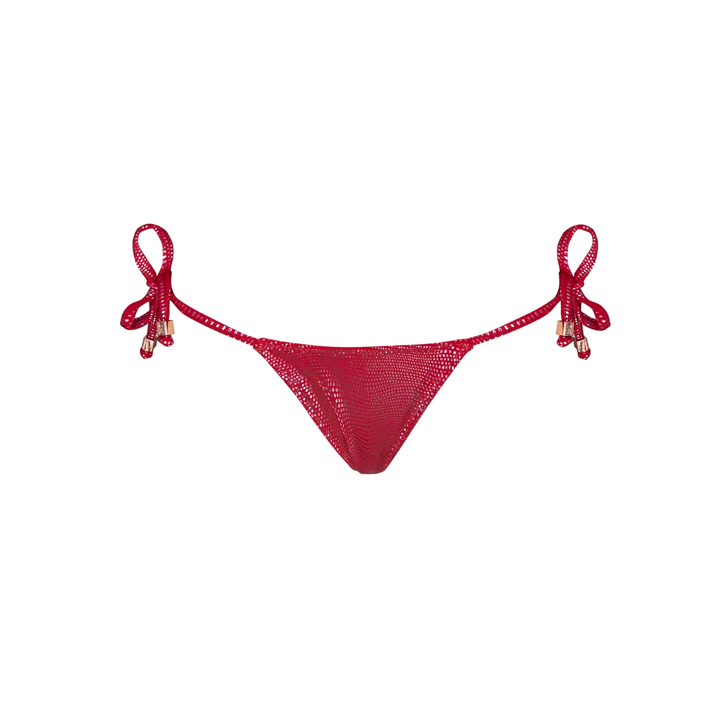 Cherry red shimmer metallic gecko bikini tie-side bottom Gisele