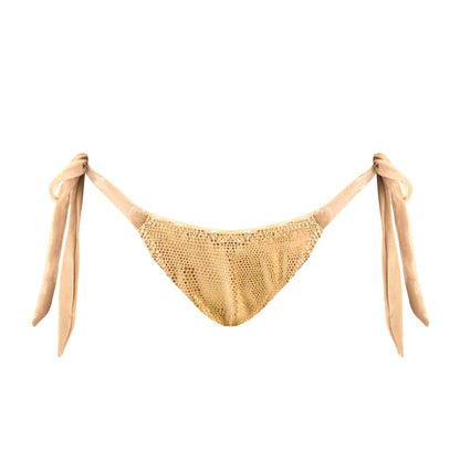 Gold Metallic Tie-Side Bikini Bottom Leah Sargantana