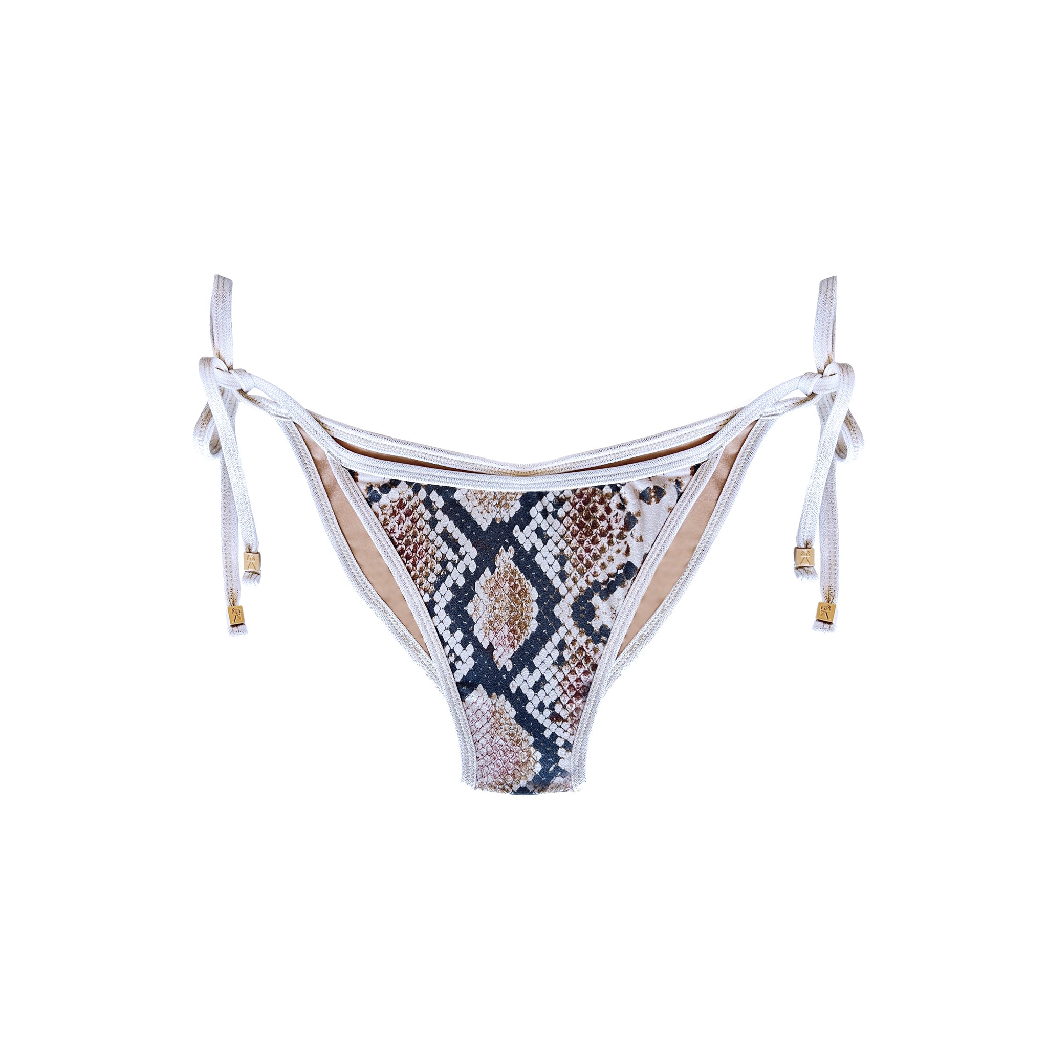 Ibiza Snake Print Bikini Bottom With Gold Tie-Side Straps Pia