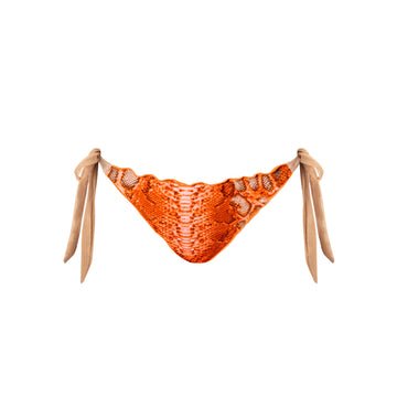 Ibiza Animal Snake Print Triangle Bikini Bottoms Sara Cala Bonita Tangerine Orange