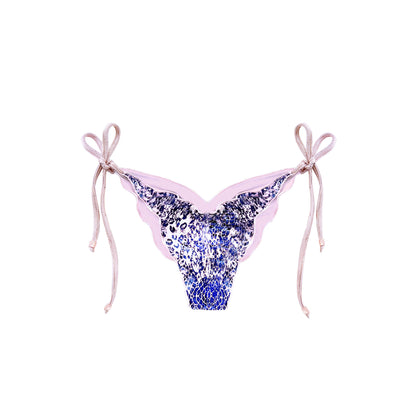 Lilac Rose Animal Print Ruched Tie-Side Bikini Bottom Sarita