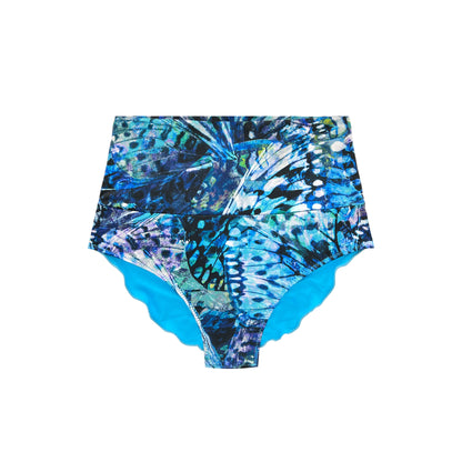 Blue Butterfly Print High Waist Bikini Brief Bottom Stella