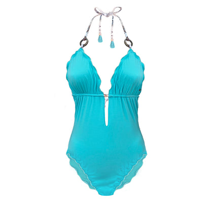 Aqua Blue One-Piece Swimsuit Anita
