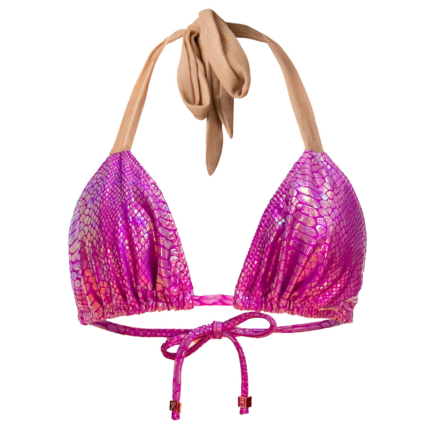 Top de bikini metalizado rosa fucsia Mari Bougainvillea