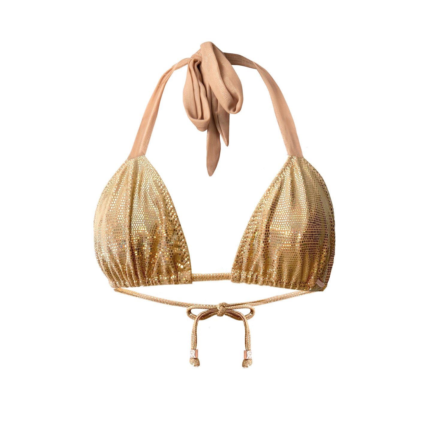 Gold Metallic Triangle Bikini Top Mari Sargantana