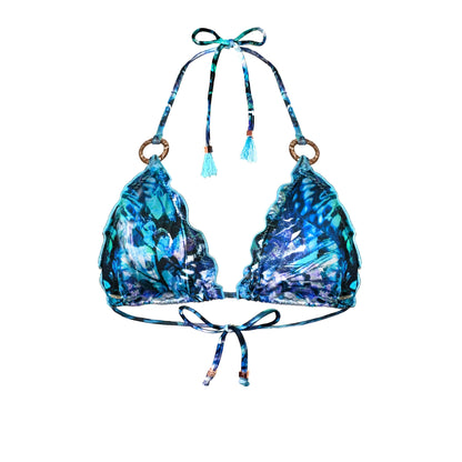 Blue Butterfly Print Bikini Halter Top Savina