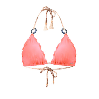 Coral Red Triangle Bikini Top Savina